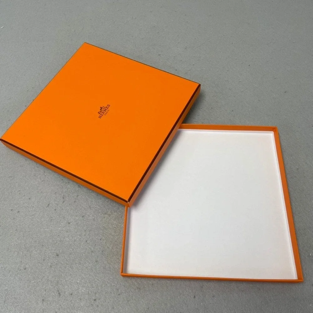 Hermes Scarf Box and Dust Bag Orange Logo Storage Set Empty 9.5x9.5x1